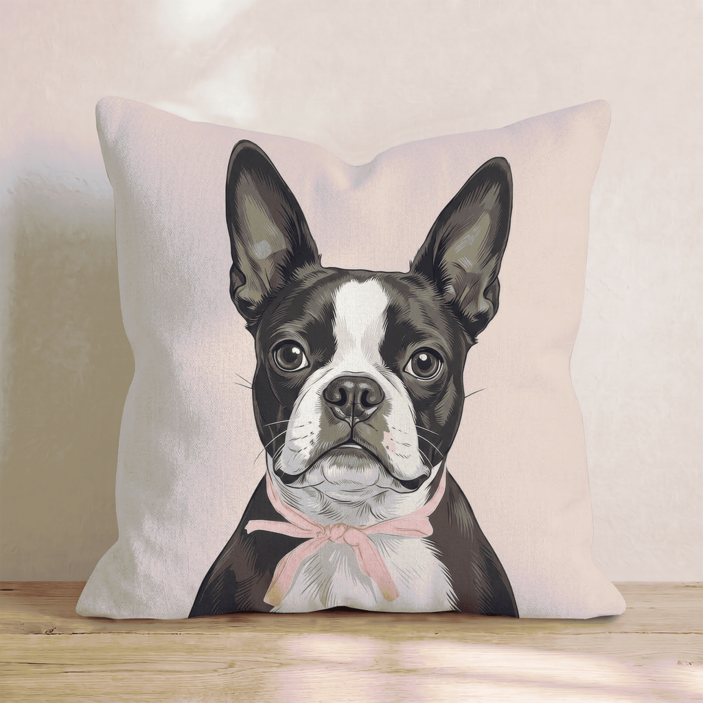 Boston Terrier Portrait Throw Pillow - Hillcroft Home