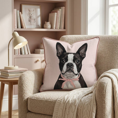 Boston Terrier Portrait Throw Pillow - Hillcroft Home