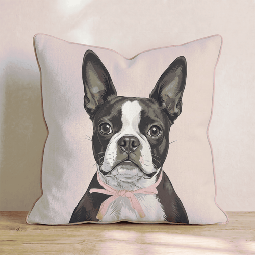 Boston Terrier Portrait Throw Pillow - Hillcroft Home