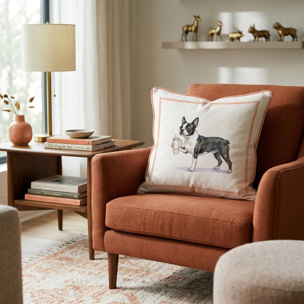 Boston Terrier Tumbler Throw Pillow - Hillcroft Home