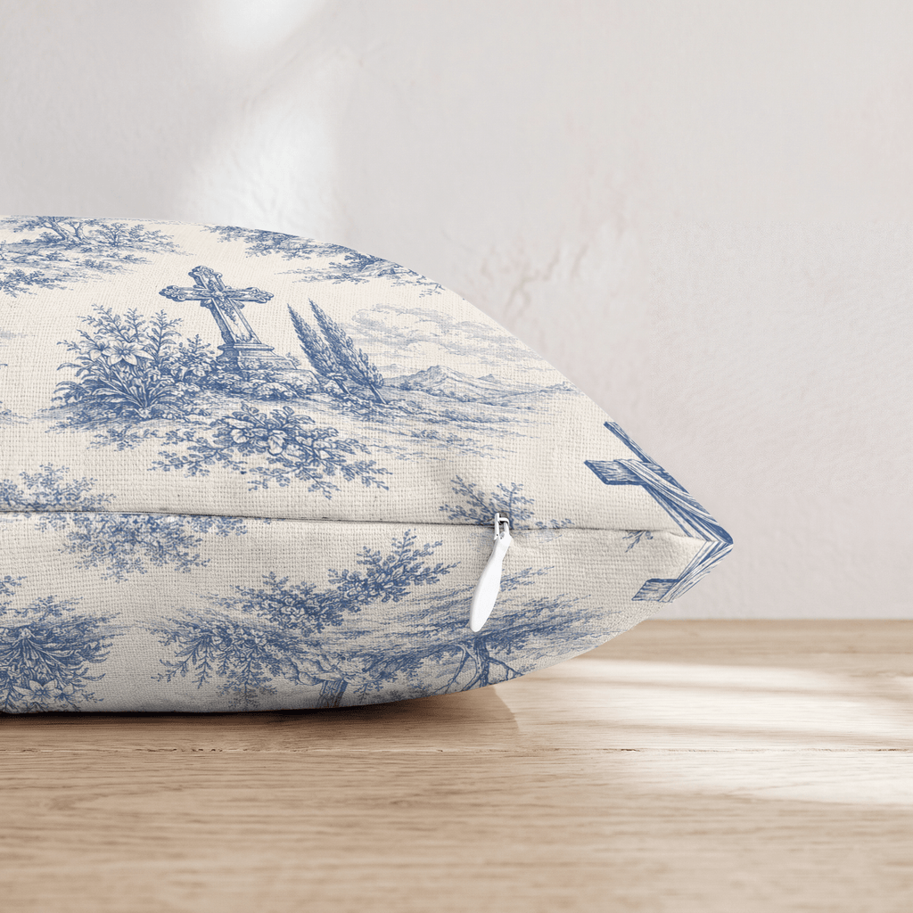 Botanical Blue Cross Throw Pillow - Hillcroft Home