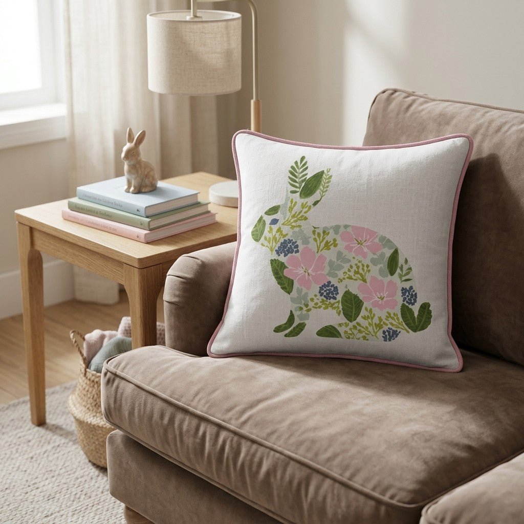 Botanical Bunny Throw Pillow - Hillcroft Home