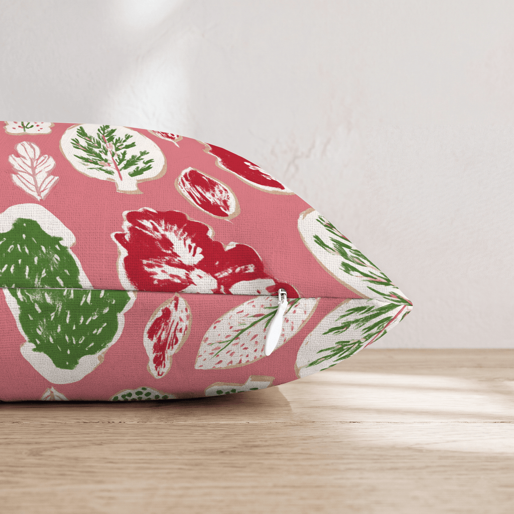 Botanical Cookie Pink Throw Pillow - Hillcroft Home