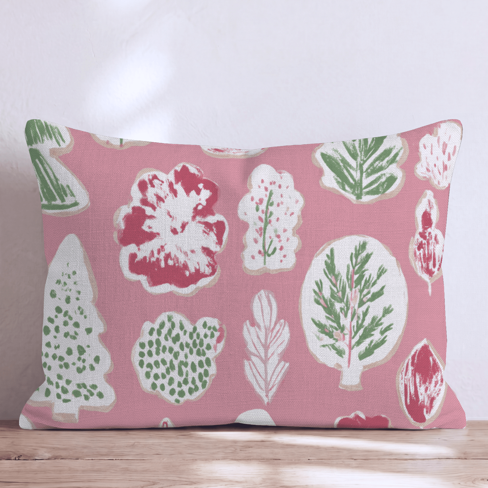 Botanical Cookie Pink Throw Pillow - Hillcroft Home