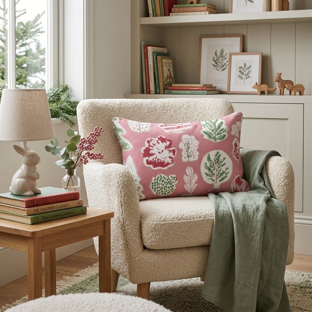 Botanical Cookie Pink Throw Pillow - Hillcroft Home