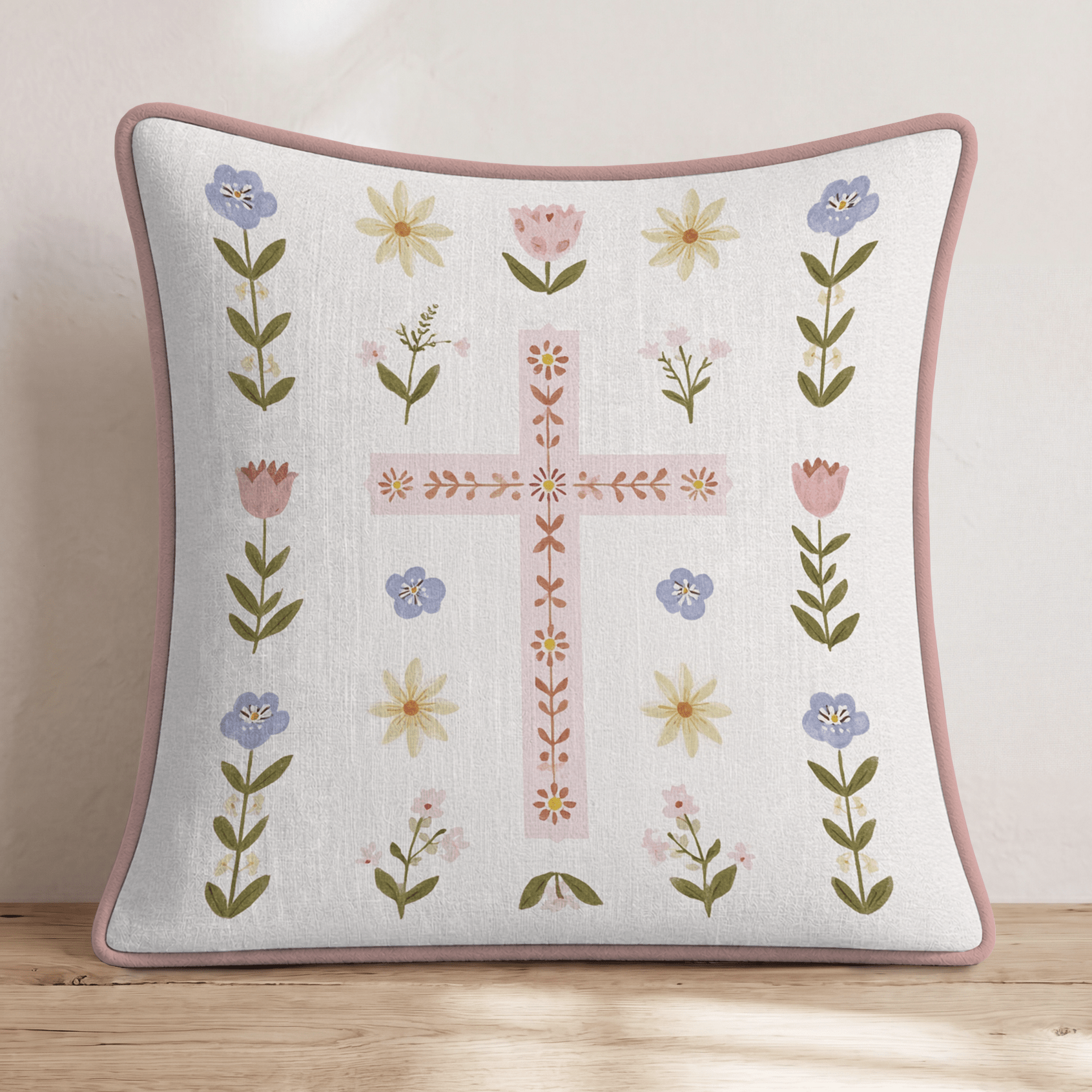 Botanical Cross Throw Pillow - Hillcroft Home