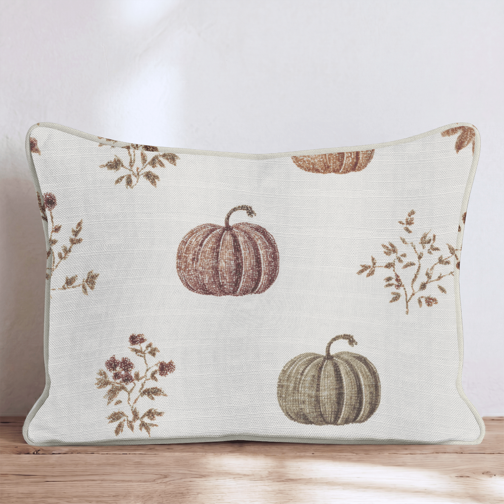 Botanical Pumpkin Toile Throw Pillow - Hillcroft Home