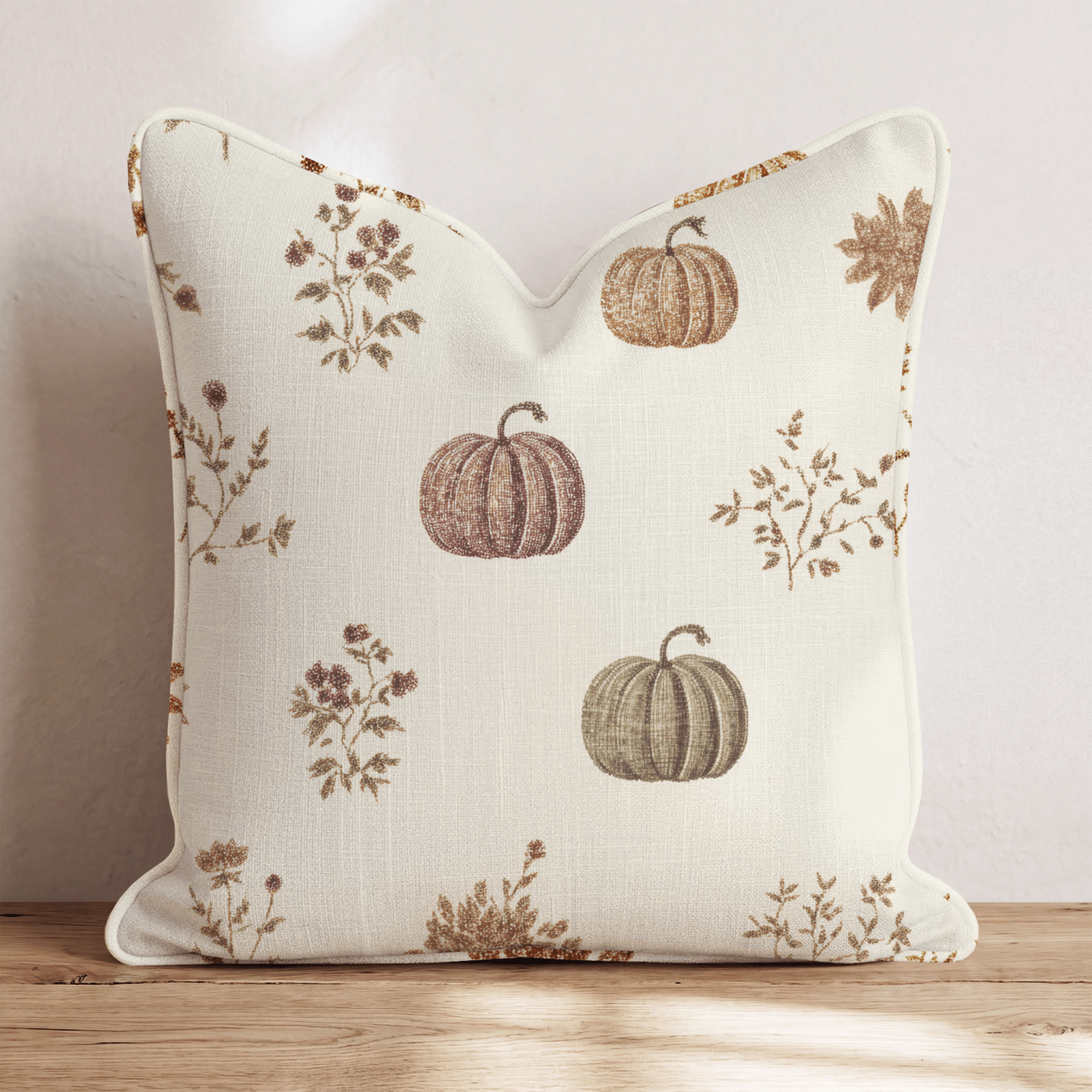 Botanical Pumpkin Toile Throw Pillow - Hillcroft Home