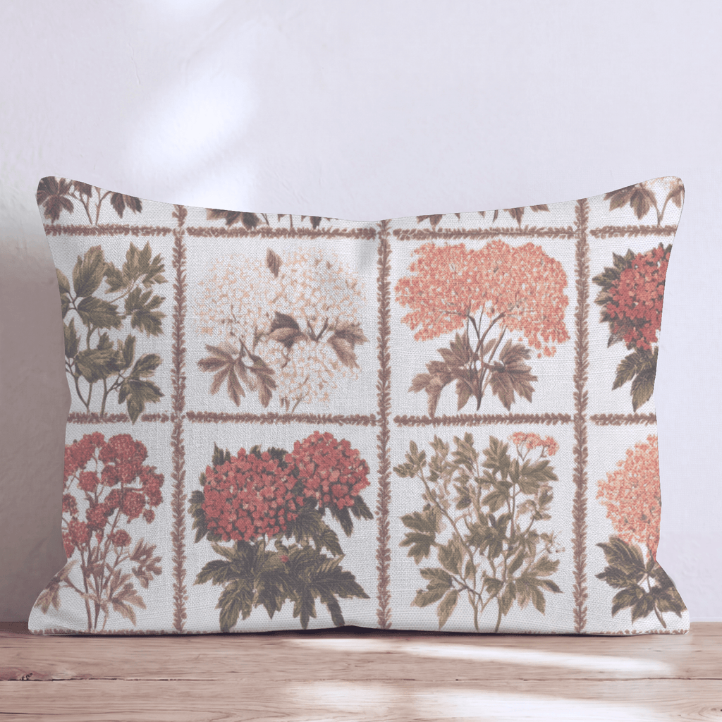 Botanical Quilt Blocks Throw Pillow - Hillcroft Home