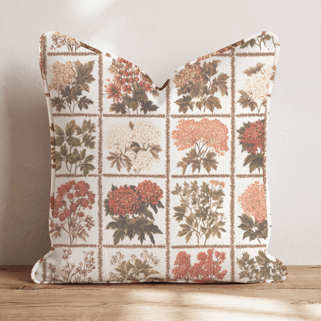 Botanical Quilt Blocks Throw Pillow - Hillcroft Home