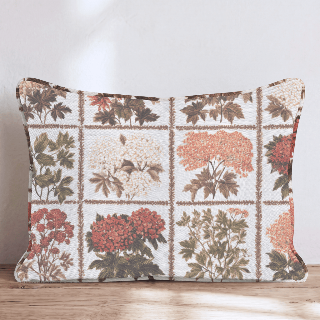 Botanical Quilt Blocks Throw Pillow - Hillcroft Home