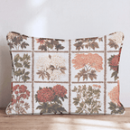 Botanical Quilt Blocks Throw Pillow - Hillcroft Home