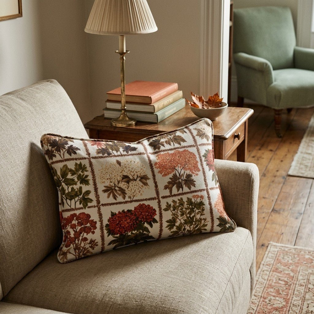 Botanical Quilt Blocks Throw Pillow - Hillcroft Home