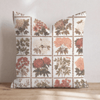 Botanical Quilt Blocks Throw Pillow - Hillcroft Home