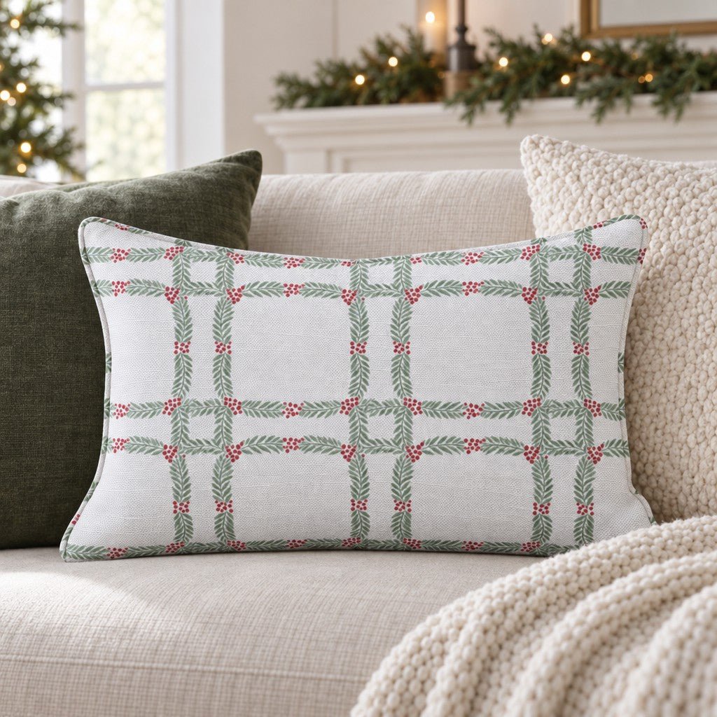 Bough Check Throw Pillow throw pillow - Hillcroft Home