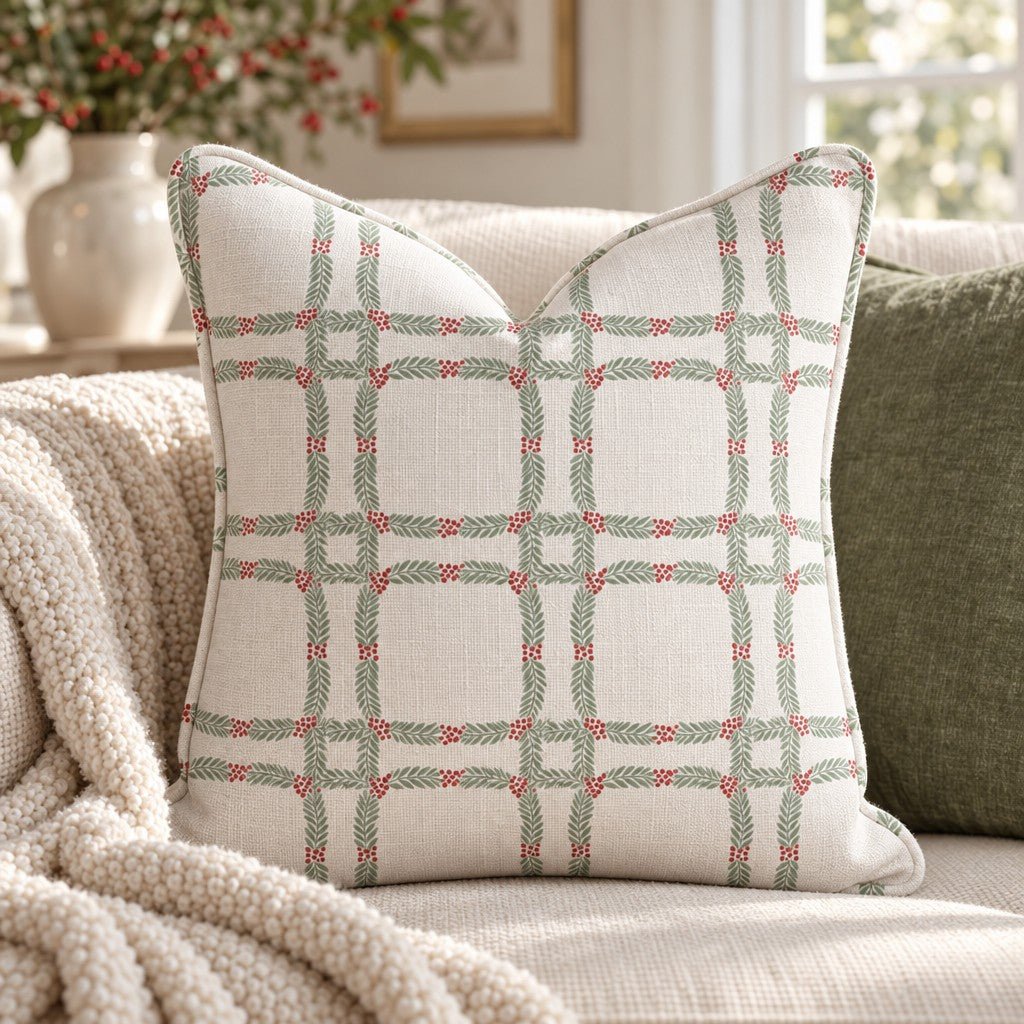 Bough Check Throw Pillow throw pillow - Hillcroft Home