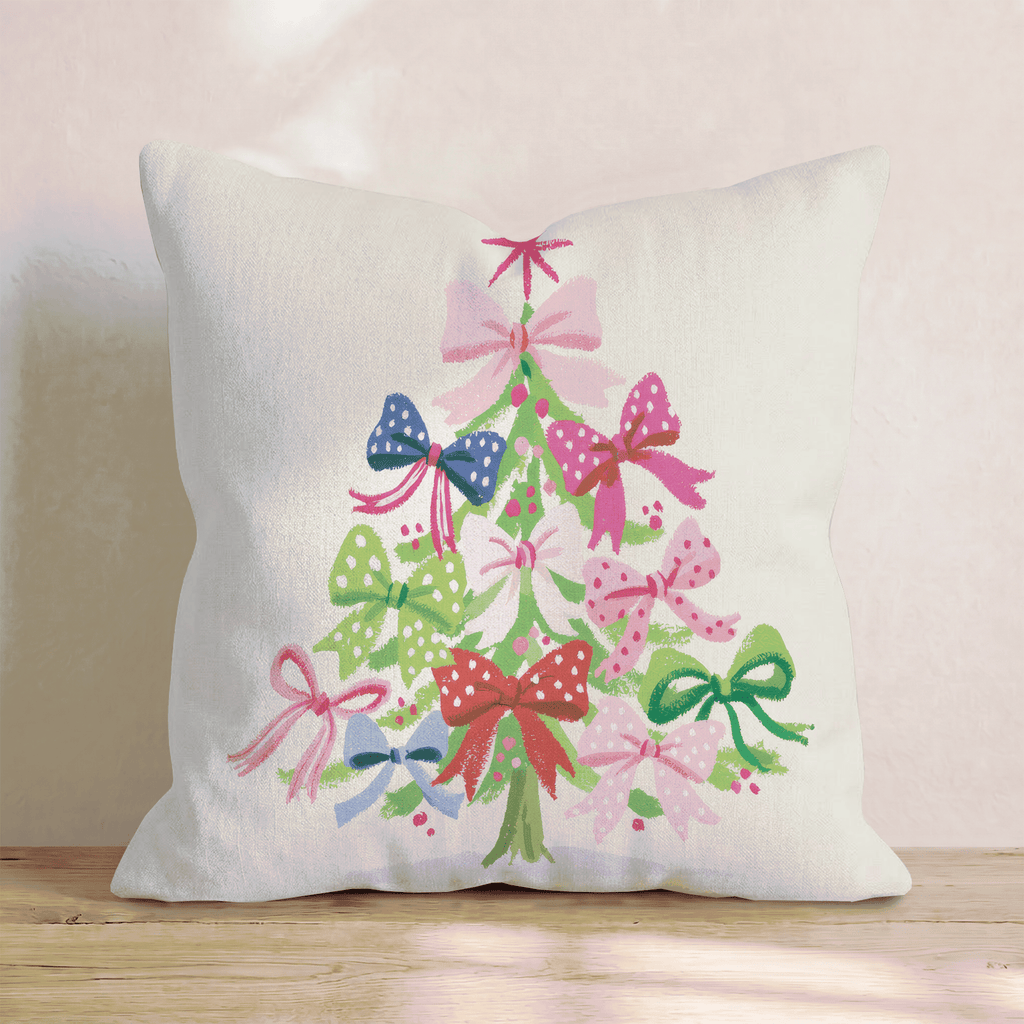 Bow Trimmed Tree Throw Pillow - Hillcroft Home