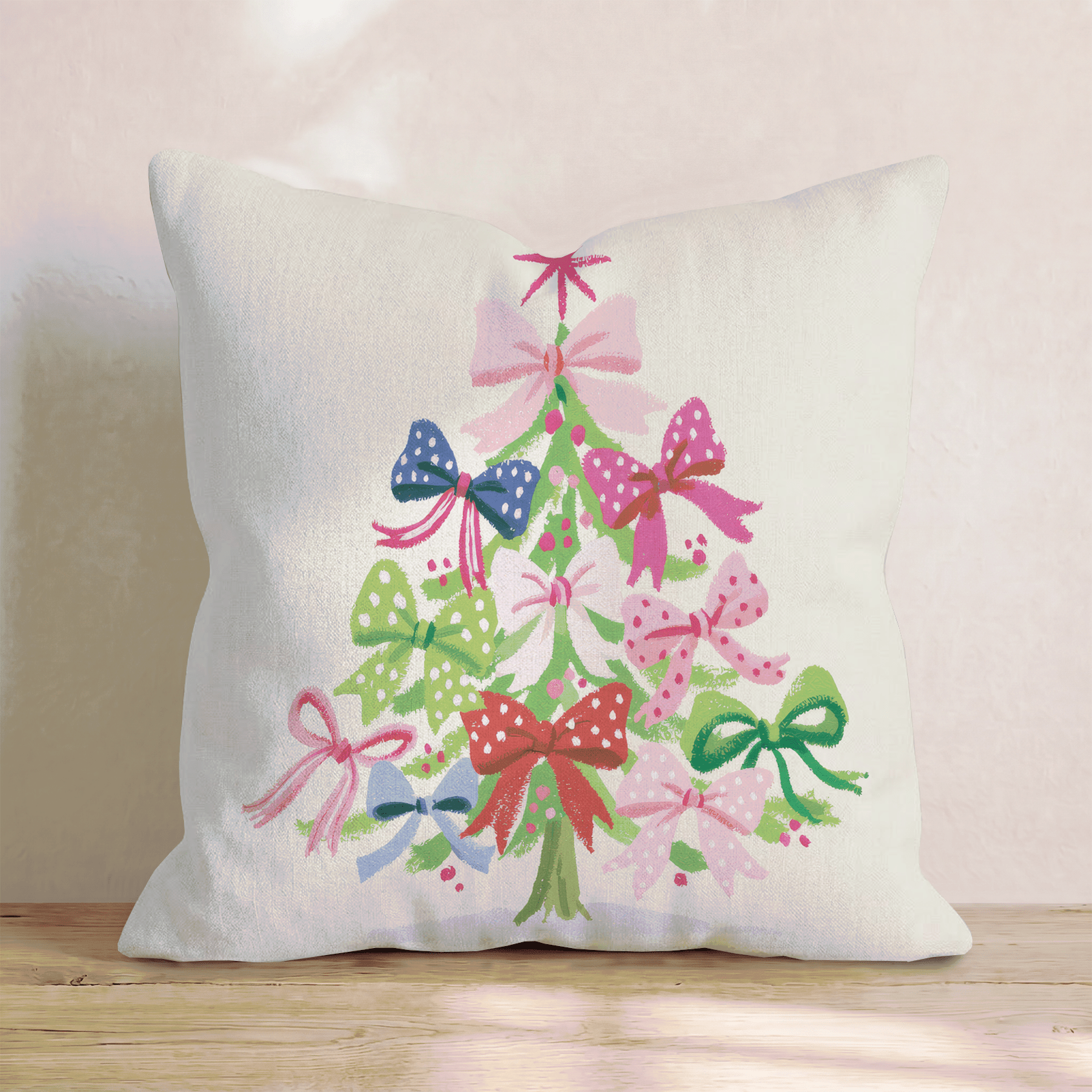 Bow Trimmed Tree Throw Pillow - Hillcroft Home