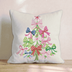 Bow Trimmed Tree Throw Pillow - Hillcroft Home