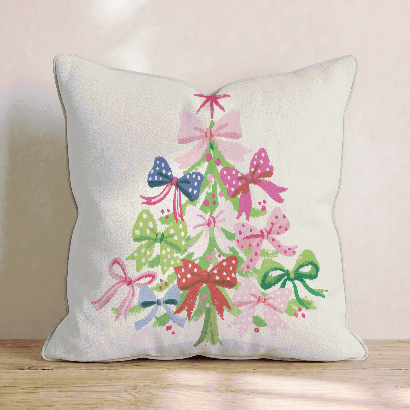 Bow Trimmed Tree Throw Pillow - Hillcroft Home