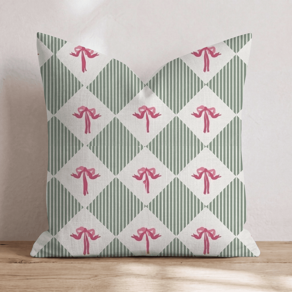 Bows and Stripes Throw Pillow - Hillcroft Home