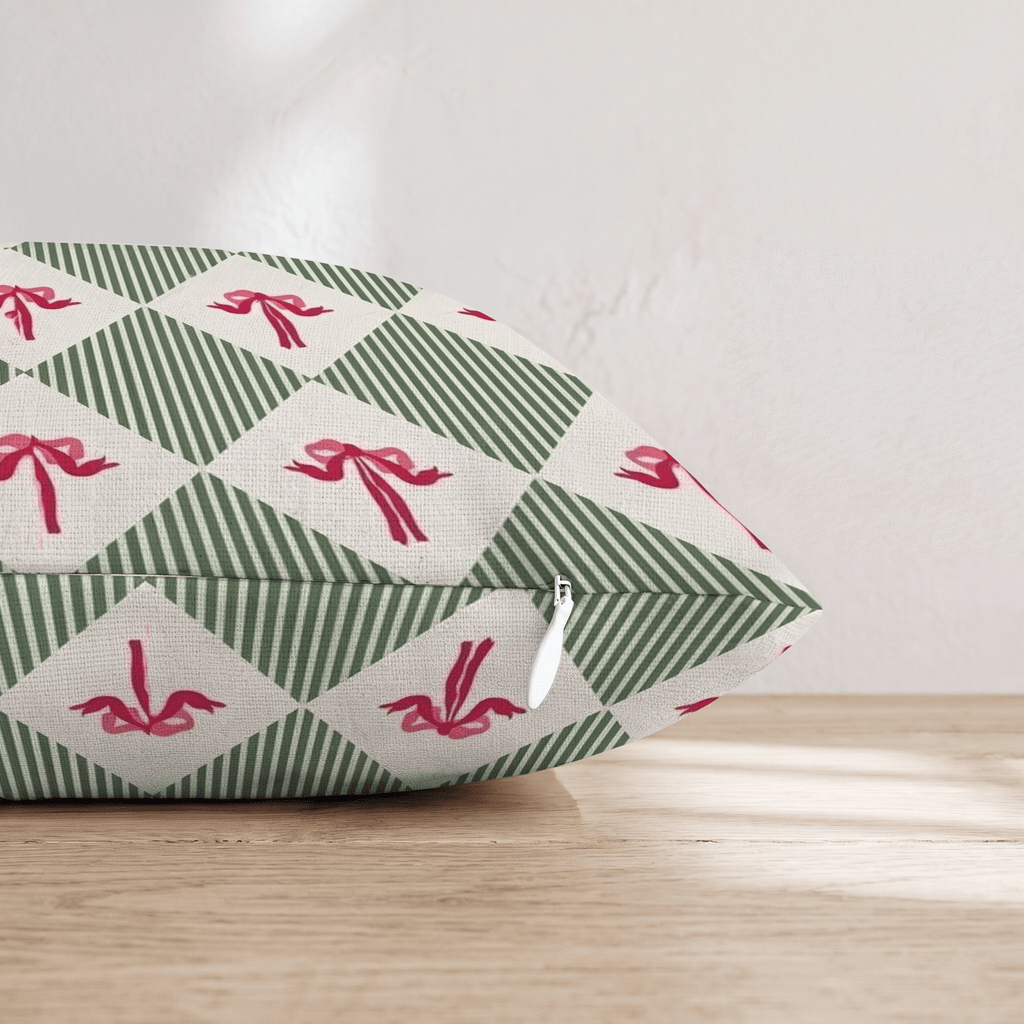Bows and Stripes Throw Pillow - Hillcroft Home