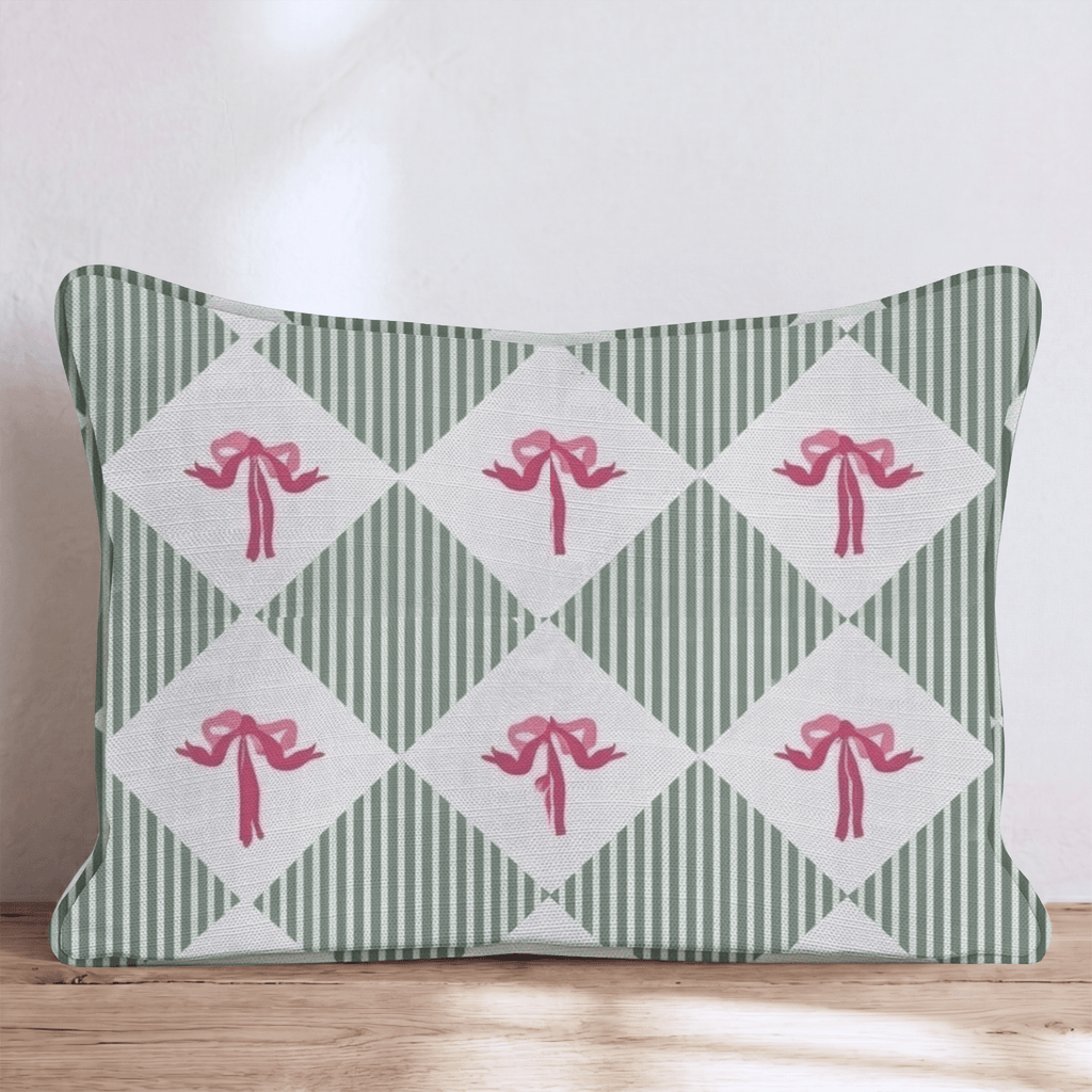 Bows and Stripes Throw Pillow - Hillcroft Home