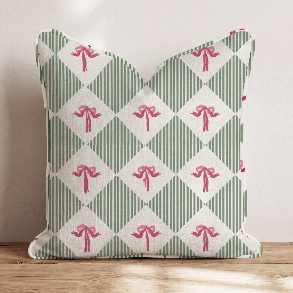 Bows and Stripes Throw Pillow - Hillcroft Home