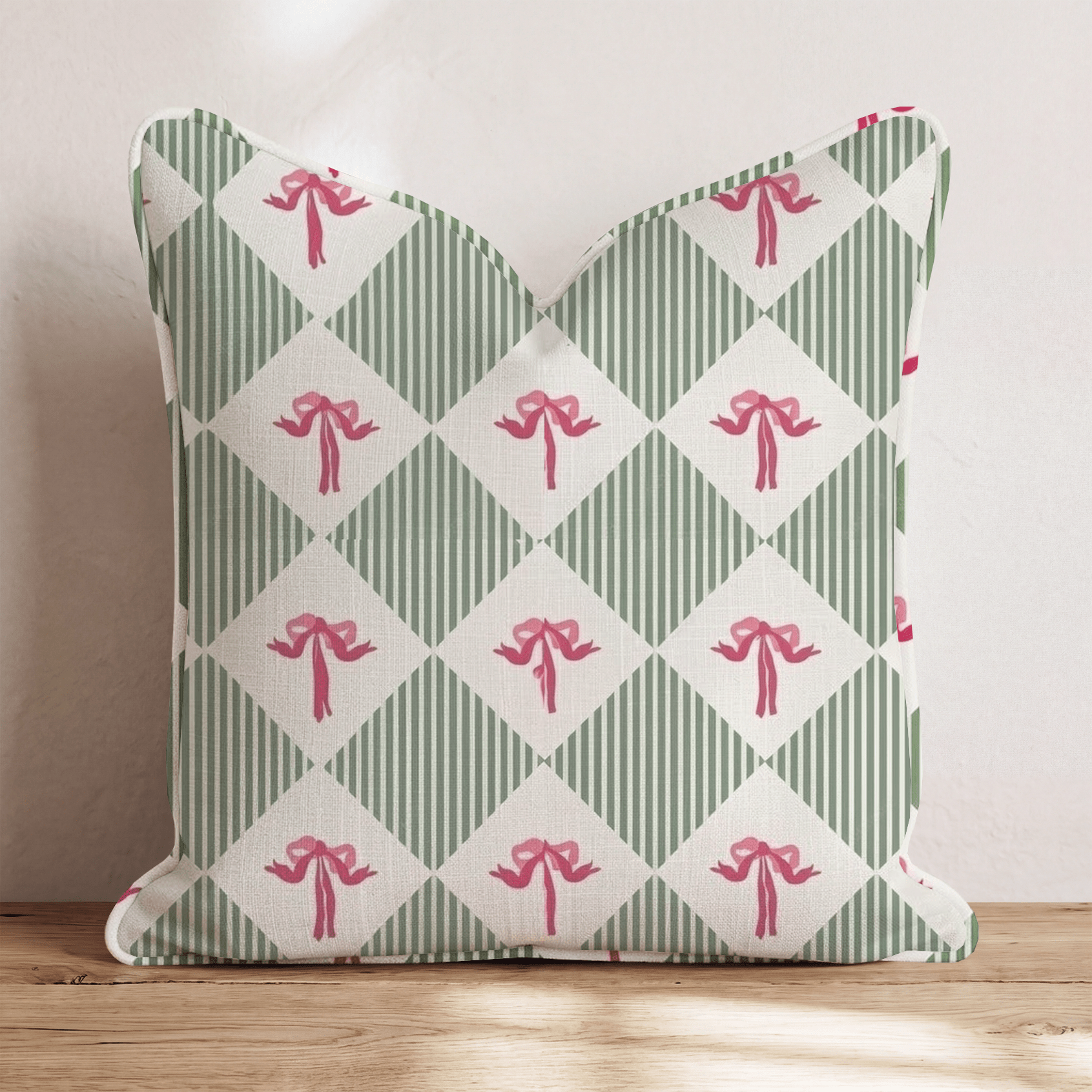 Bows and Stripes Throw Pillow - Hillcroft Home