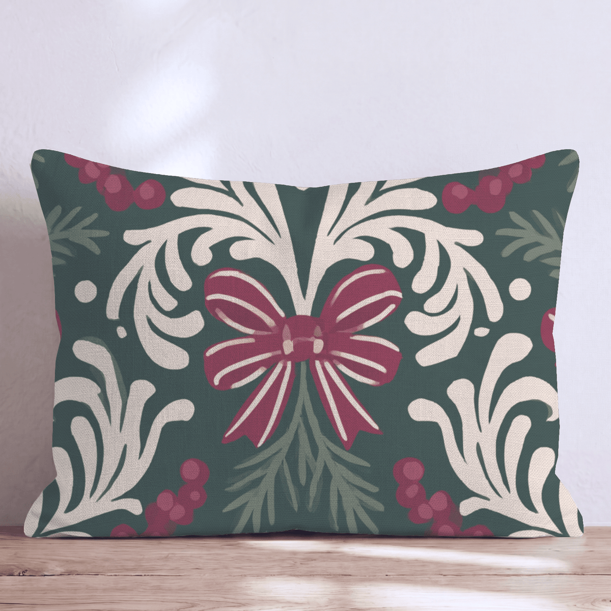 Bows & Berries Baroque Throw Pillow throw pillow - Hillcroft Home