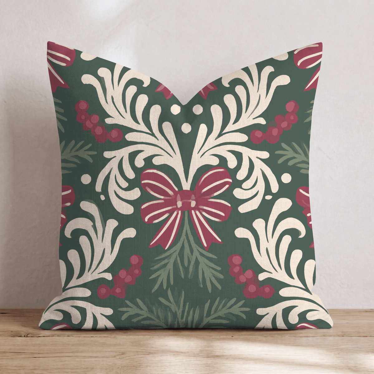 Bows & Berries Baroque Throw Pillow throw pillow - Hillcroft Home