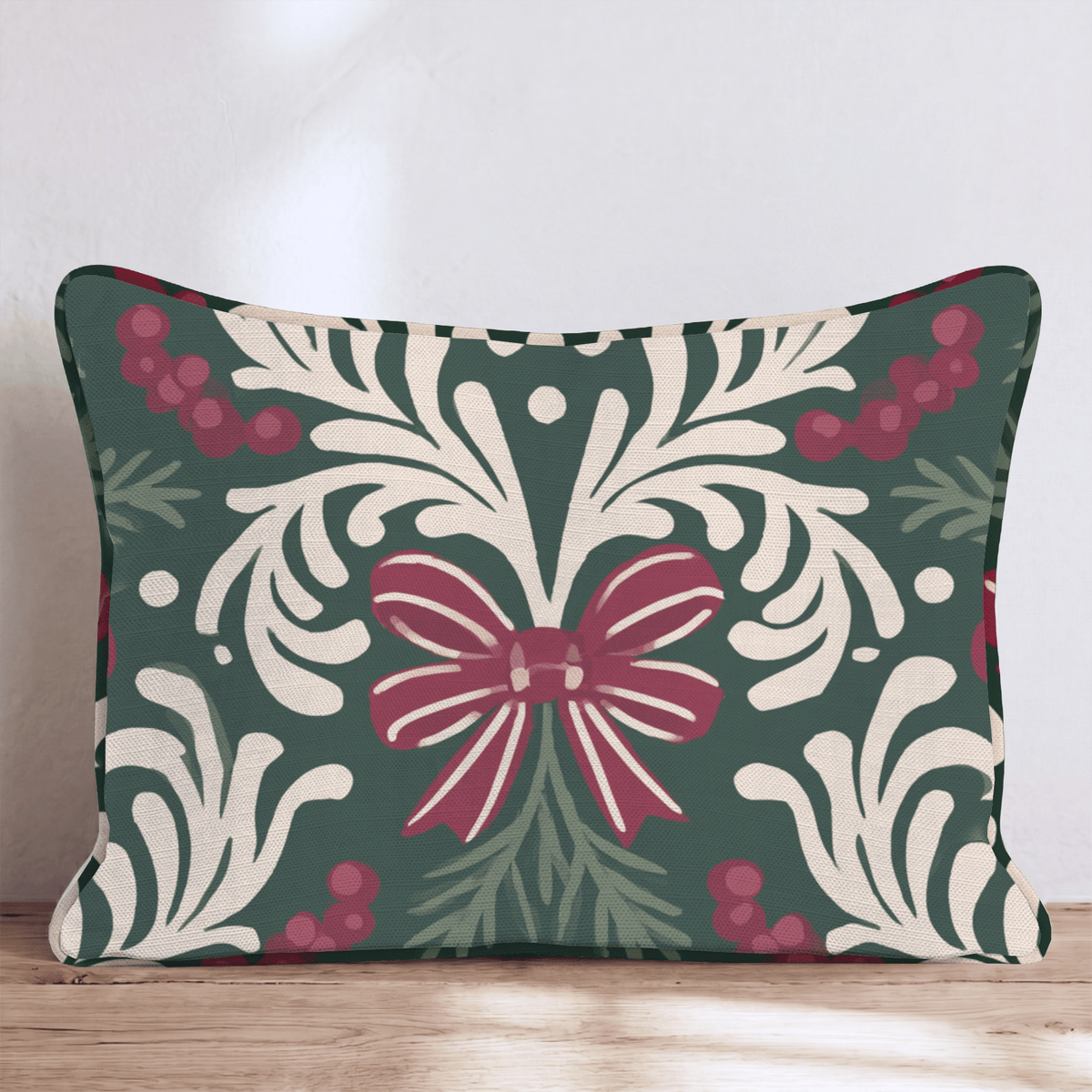 Bows & Berries Baroque Throw Pillow throw pillow - Hillcroft Home