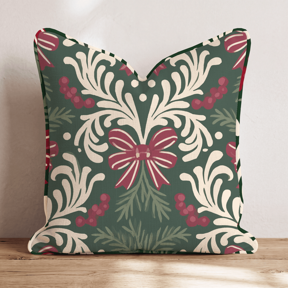 Bows & Berries Baroque Throw Pillow throw pillow - Hillcroft Home