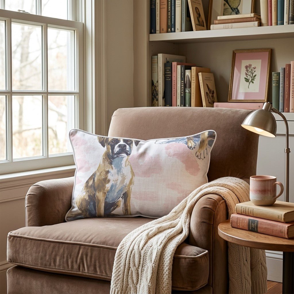 Boxer Born Throw Pillow - Hillcroft Home