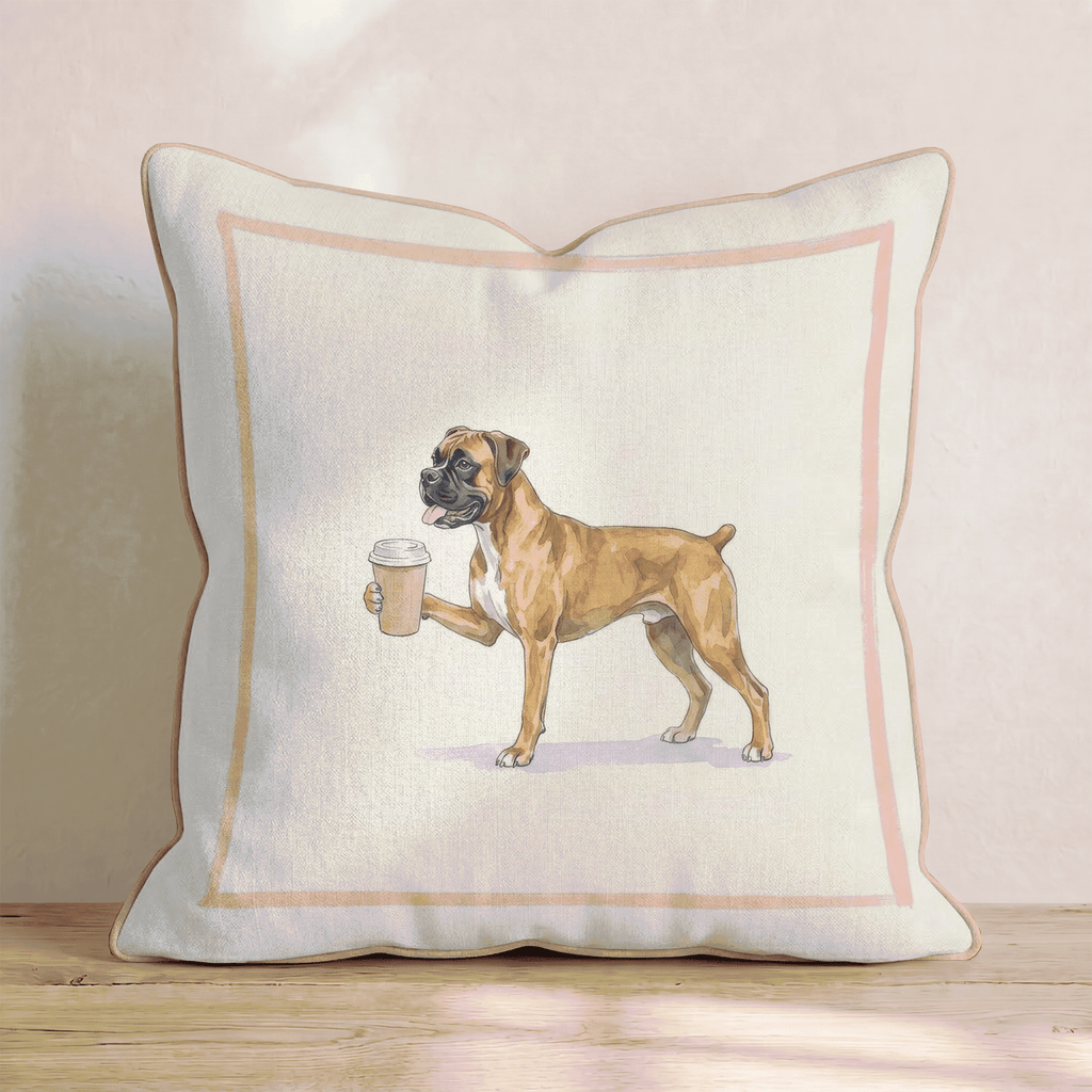 Boxer Coffee Throw Pillow - Hillcroft Home