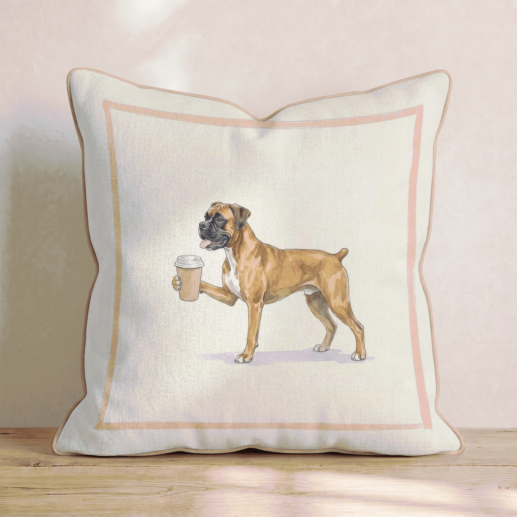 Boxer Coffee Throw Pillow - Hillcroft Home
