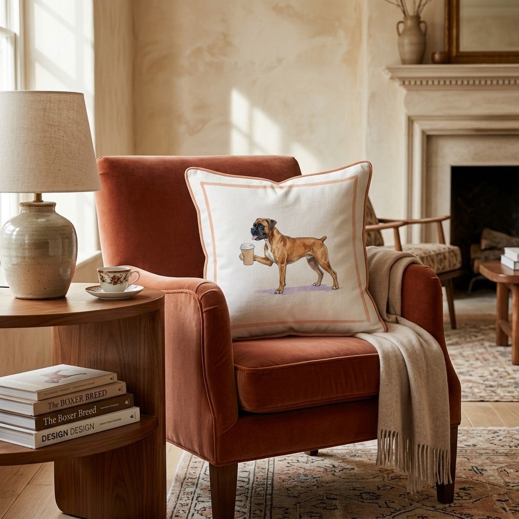 Boxer Coffee Throw Pillow - Hillcroft Home