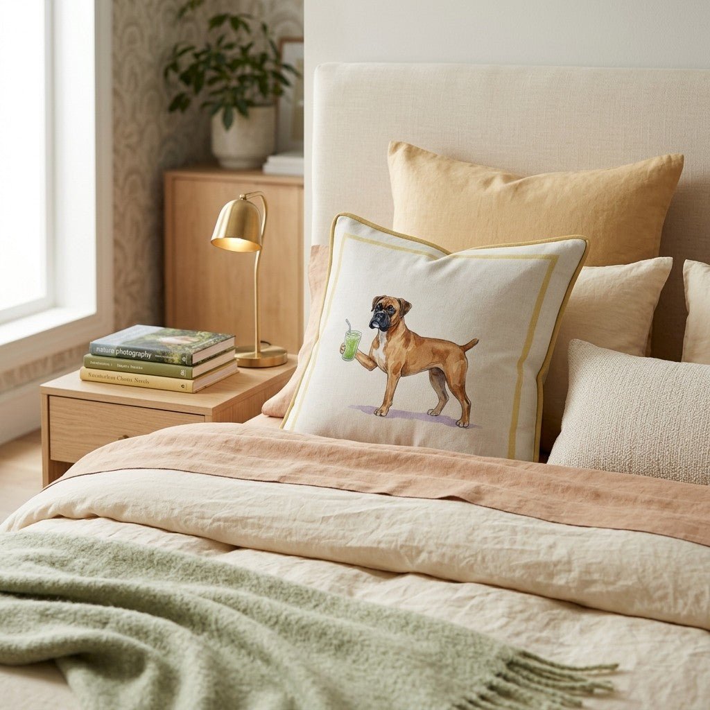Boxer Matcha Throw Pillow - Hillcroft Home