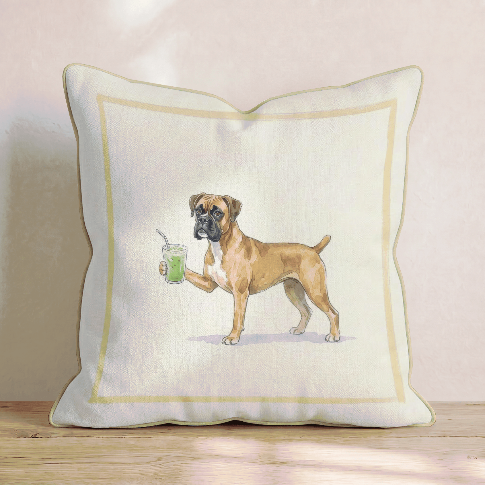 Boxer Matcha Throw Pillow - Hillcroft Home