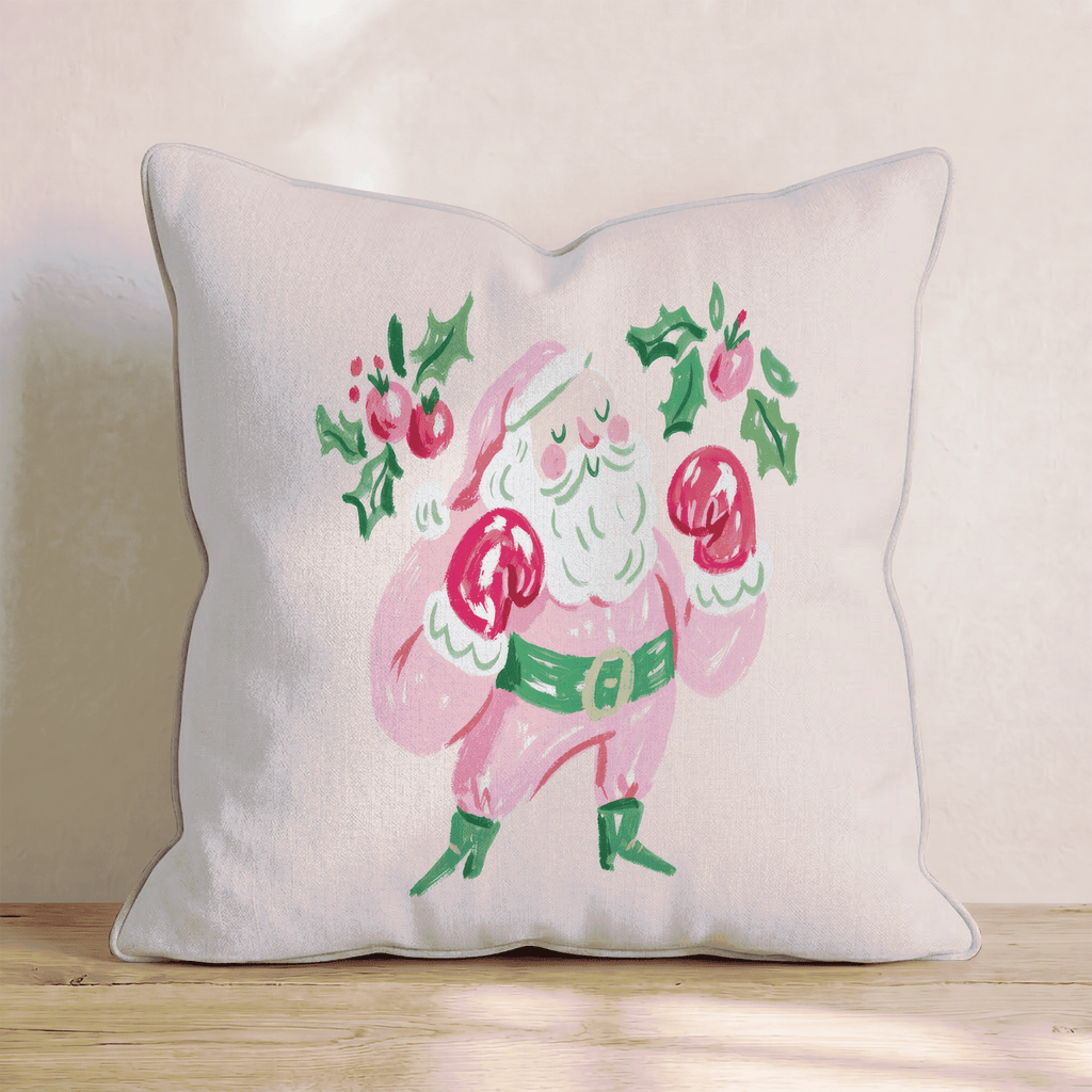 Boxing Santa Gloves Throw Pillow - Hillcroft Home
