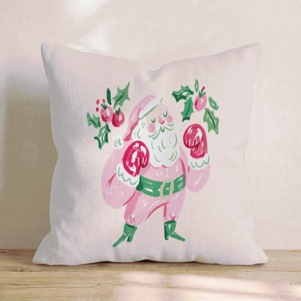 Boxing Santa Gloves Throw Pillow - Hillcroft Home