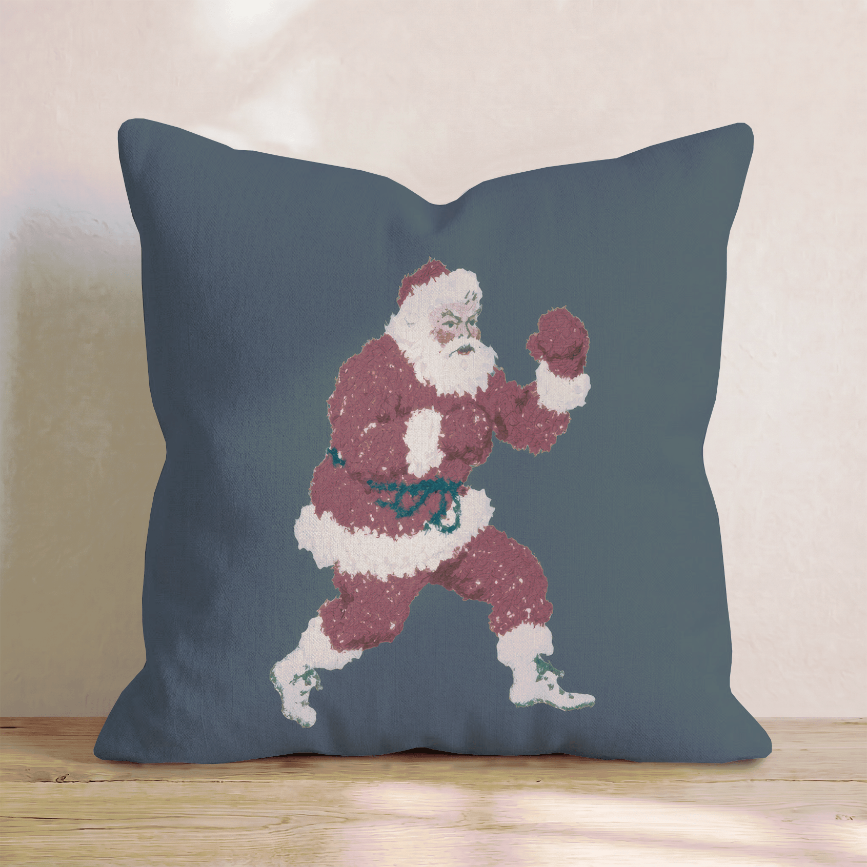 Boxing Santa Throw Pillow - Hillcroft Home
