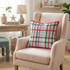 Bright And Merry Plaid Throw Pillow - Hillcroft Home