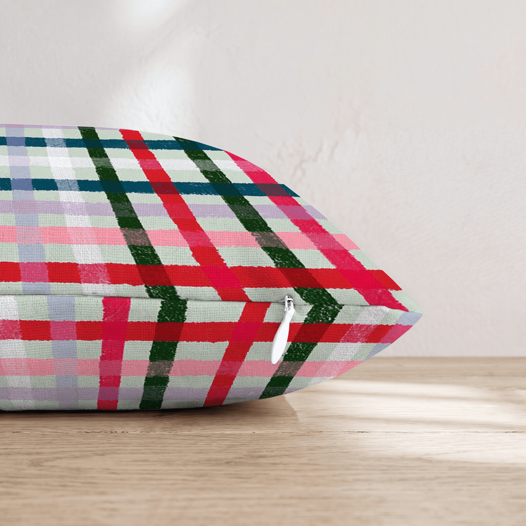 Bright And Merry Plaid Throw Pillow - Hillcroft Home