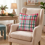 Bright And Merry Plaid Throw Pillow throw pillow - Hillcroft Home
