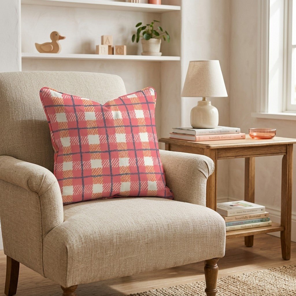 Bright Autumn Gingham Throw Pillow - Hillcroft Home