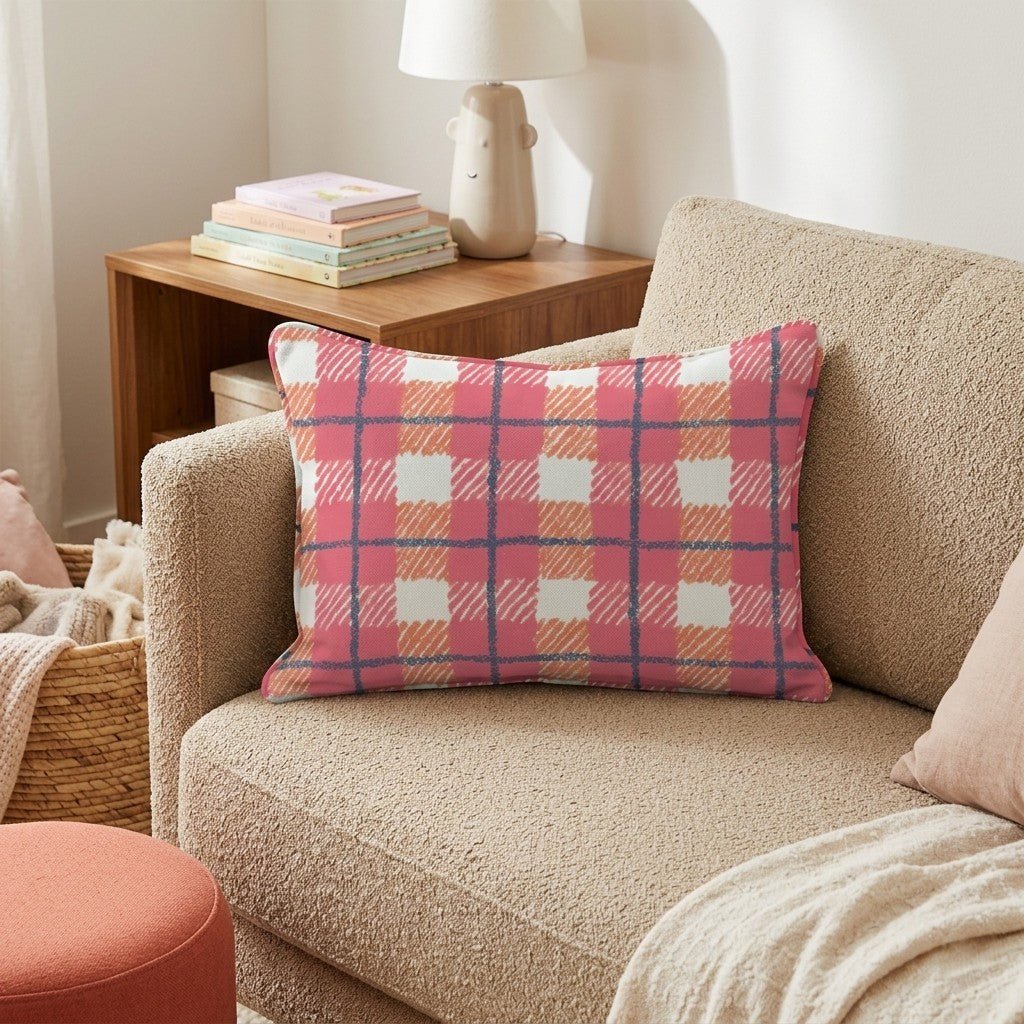 Bright Autumn Gingham Throw Pillow - Hillcroft Home