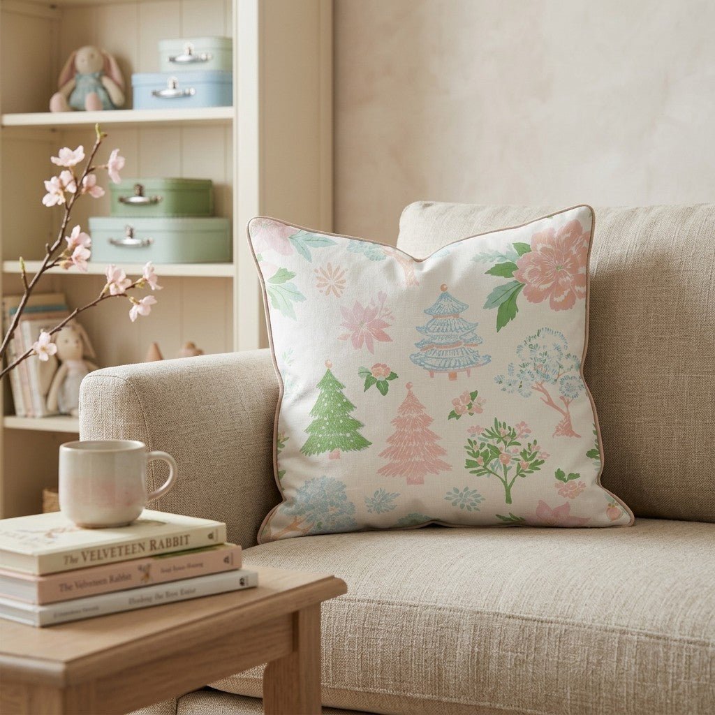 Bright Chinoiserie Holiday Throw Pillow - Hillcroft Home