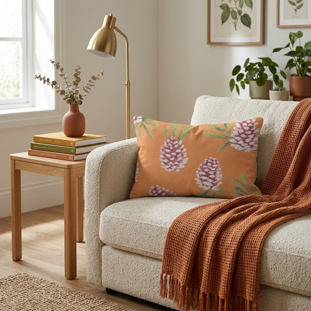Bright Pinecones Throw Pillow - Hillcroft Home