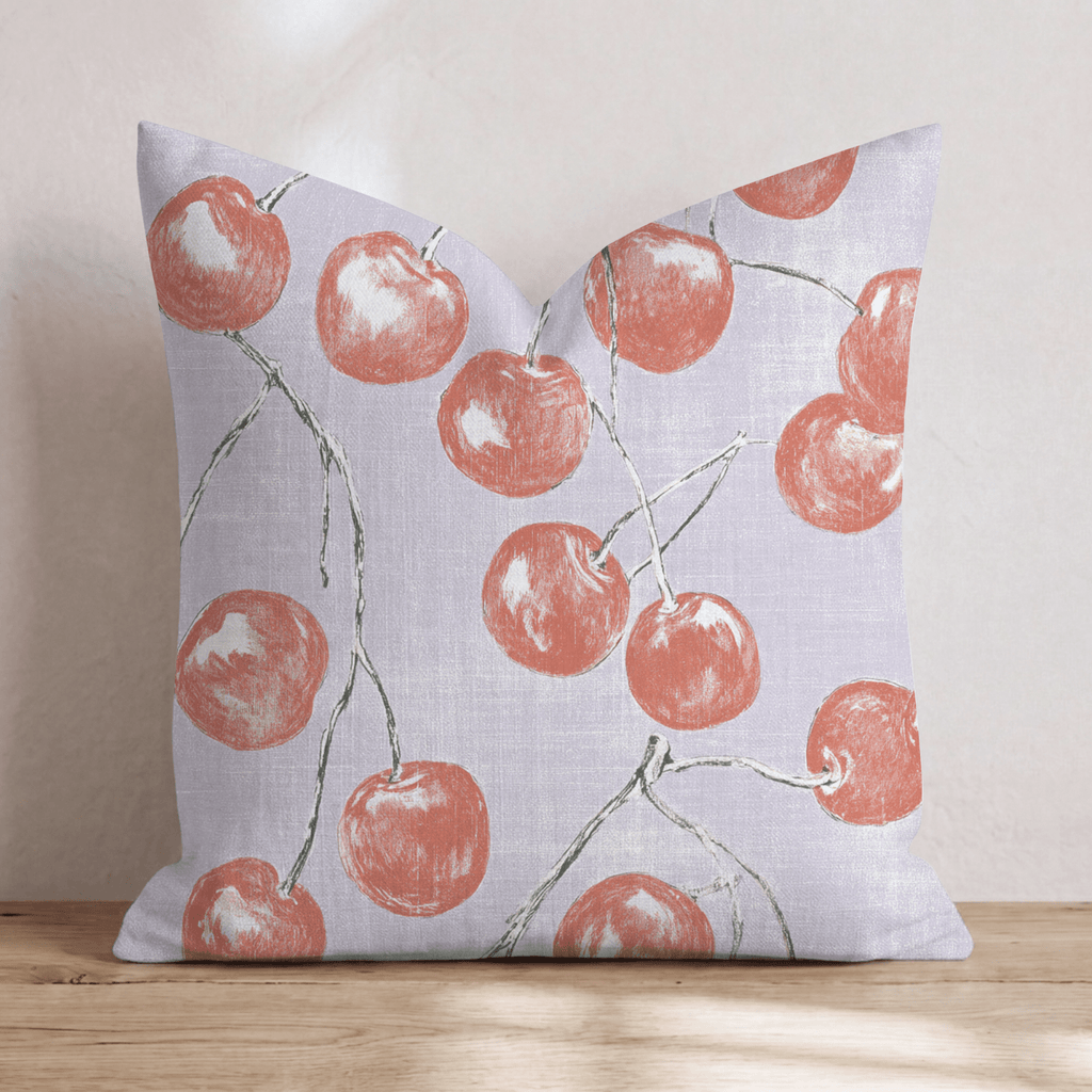 Bright Red Cherries Throw Pillow - Hillcroft Home